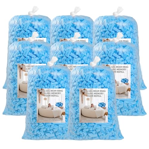 40lbs Bean Bag Filler, Shredded Memory Foam Filling,Bean Bag Refill, Bean Bag Filling Stuffing, Couch Stuffing Fill for Cushions, beanbag Chair Filler, beanbag Filling, Pillow Filler (Blue)