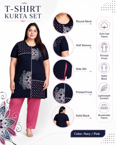 Image of In Love Women's Plus Size Printed Cotton Long-Line T-Shirt with Pocket | Cotton fabric - soft longline T-shirt with easy plus-size fit