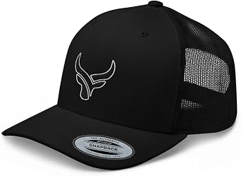 Bull Head Blacken Cowboy Trucker Hat | Curved Bill Mid Crown Adjustable | Country Western Ranch Cap