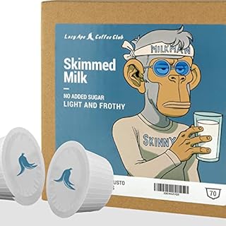 Skinny Milk Pods - 70 Dolce Gusto Compatible Milk Pods (70 Skimmed Milk Pods, 70 Servings Total) | By Lazy Ape Coffee Club