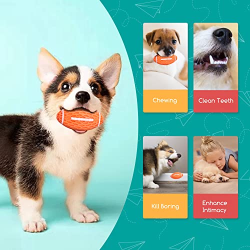 Nobleza Dog Football, Interactive Lightweight Tough Squeaky Dog Toys That Float And Bounce For Teething And Teeth Cleaning, Natural Rubber Durable Football Dog Toy For Small And Medium Breeds, Orange #TOP6
