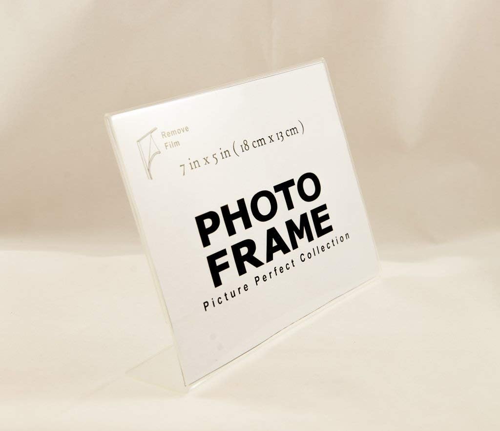 Photo Booth Frames - 5x7 Inch Clear Acrylic Slanted Back Vertical Picture Frame (12 Pack) + 7x5 Inch Clear Acrylic Slanted Back Horizontal Picture Frame (12 Pack)