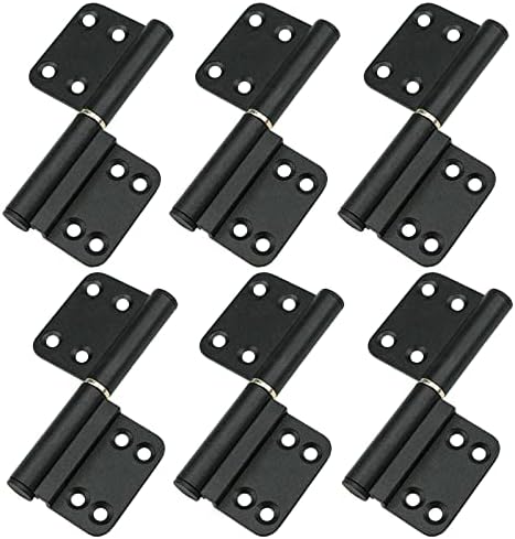 3-3/4 Inches Black Offset Door Hinges Small Flag Lift Off Hinge Detachable (6 Pcs)