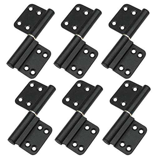 3-3/4 Inches Black Offset Door Hinges Small Flag Lift Off Hinge Detachable (6 Pcs) #TOP14
