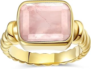 Vergoldeter Edelstahl Siegelring für Herren Damen – Moderner Boho Stil – rechteckiger Stein, Smaragdschliff– chunky Statement Ring