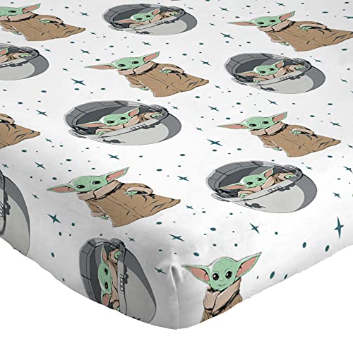 Star Wars The Mandalorian Curious Child 100% Cotton Single Fitted Sheet, White - Mandalorian - Image 4