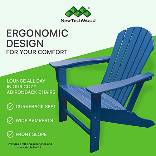 Newtechwood Atlantic Classic Curveback Royal Plastic Outdoor Patio Adirondack Chair #TOP1