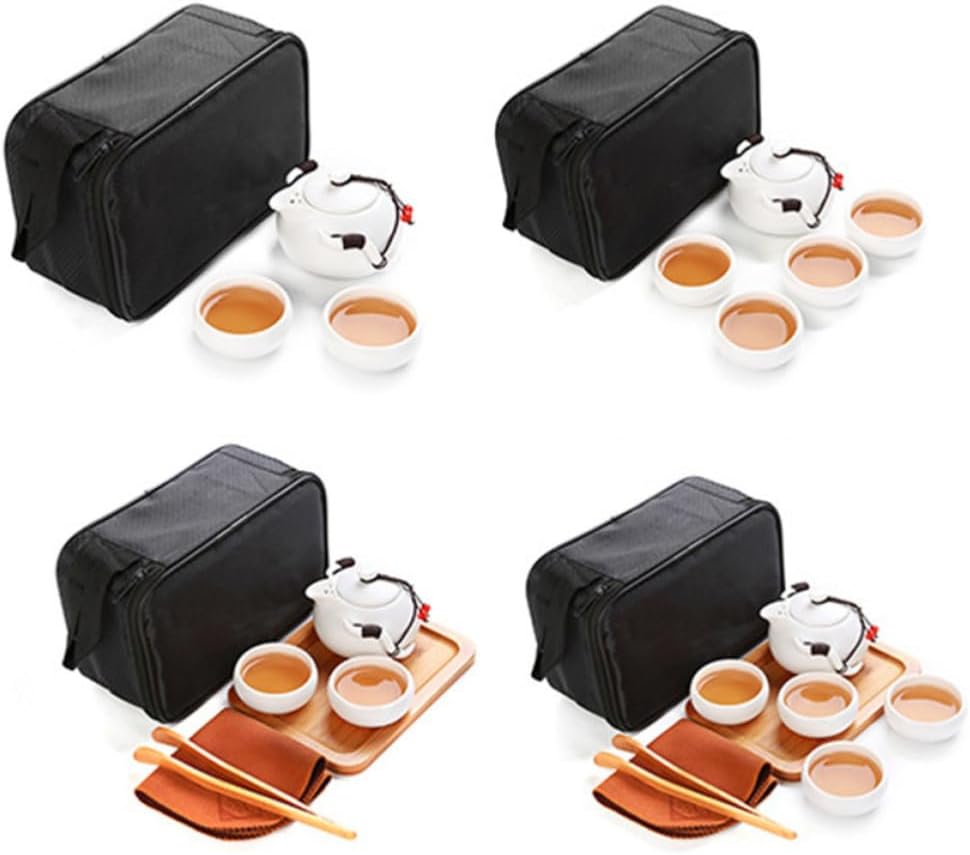 Portable Porcelain Kung Fu Tea Set with Teapot, 2 Cups, Bag image 4