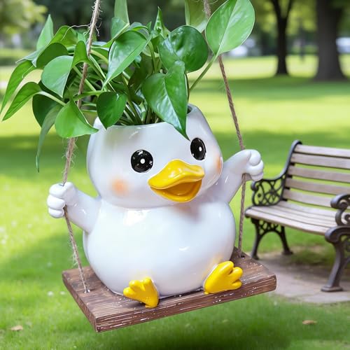 Pots de fleurs suspendus canard pour éviter le pourrissement des racines - 2