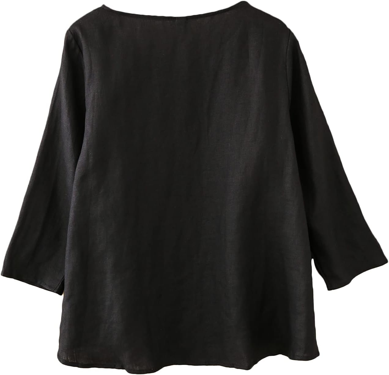 Amazhiyu Women's Linen 3/4 Sleeve Blouse Crew Neck Summer Casual Tops Loose Fit - Image 5