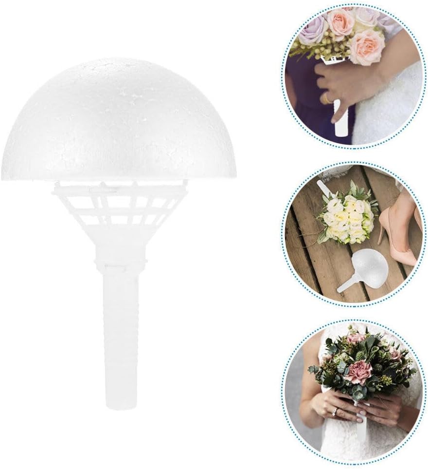 Abaodam Bridal Bouquet Holder Foam Floral Dome Shape Lightweight Durable Flower Handle for Wedding Party Bride DIY Arrangement 8.46X5.90X5.90 Inch