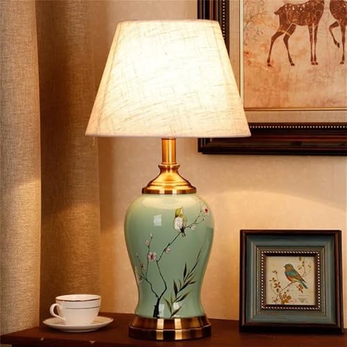 Contemporary Flowers Birds Ceramics Table Lamp American Village Living Room Bedroom Study Villa Hotel Retro Creativity Bedside Desk Lamp (Style 25)