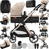 Reenborn Carrito Bebe 3 en 1, Carro Bebe con Diseño Plegable con Un Solo Clic,...