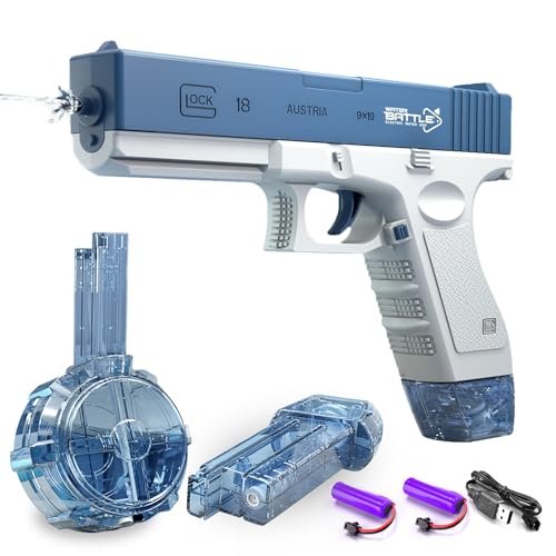 Elektrische Wasserpistole für Erwachsene und Kinder, wiederaufladbare automatische Spritzpistolen mit Einer Reichweite von bis zu 32 Fuß 434 cc + 58 cc hohe Kapazität Sommer-Schwimmbad-Party
