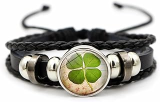OIDIMS Four Leaf Clover Bracelet for Women Men Irish Shamrock Lucky Flower Charm Beaded