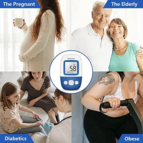 Sinocare Blood Sugar Monitor, Blood Glucose Monitor with 50pcs Blood Sugar Test Strips, Diabetes Testing Kit for Home Use UK, mmol/L, Safe AQ Angel Blood Sugar Test Kit
