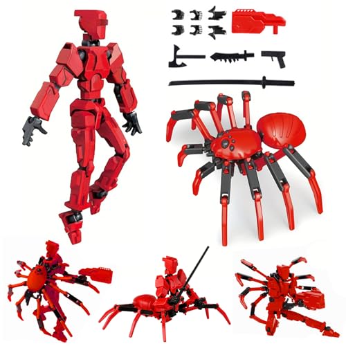 T13 Action Figure Set, 5.5 Inch T 13 Robot, Titan 13 Action Figures with Spider Sucker, Multi-Jointed Movable Dummy 13 Collectible Toy for Boys Age 8-12, Christmas Creative Gift (Assembly Completed)
