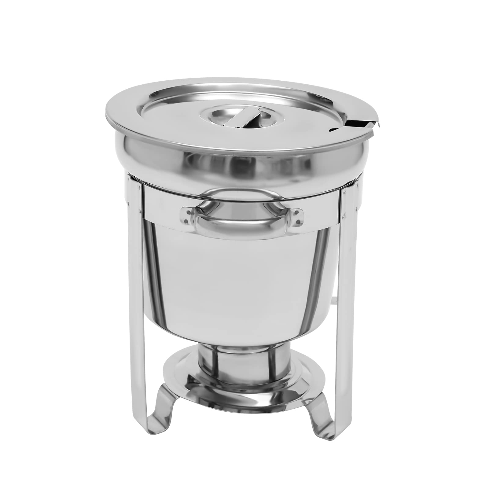 Chafing Dish in acciaio inox, rotondo, scaldavivande in acciaio inox con vassoio e coperchio, 7 l, scaldamuscoli per buffet catering gastro e feste