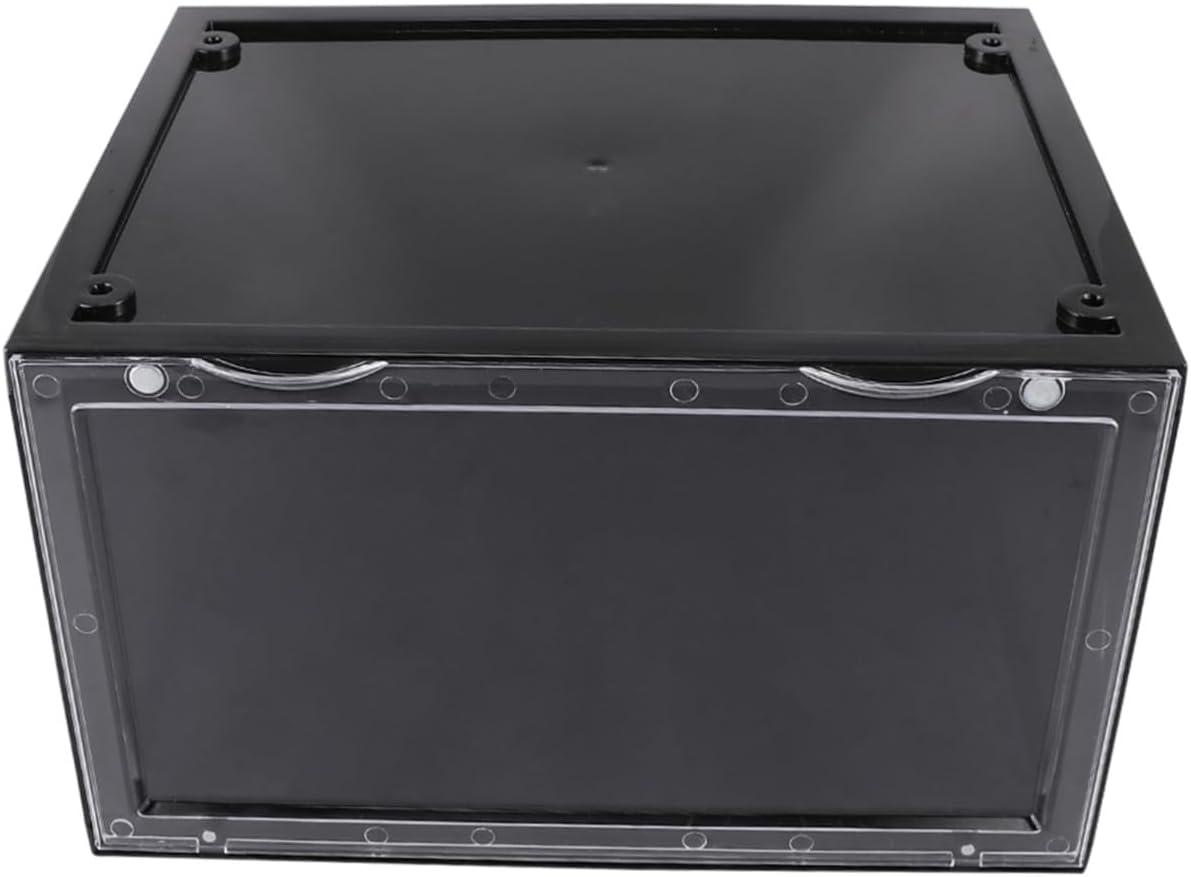 Alipis Side Open Black Stackable Shoe Boxes Lids Magnetic Type Shoes Organizer Storage Box Display