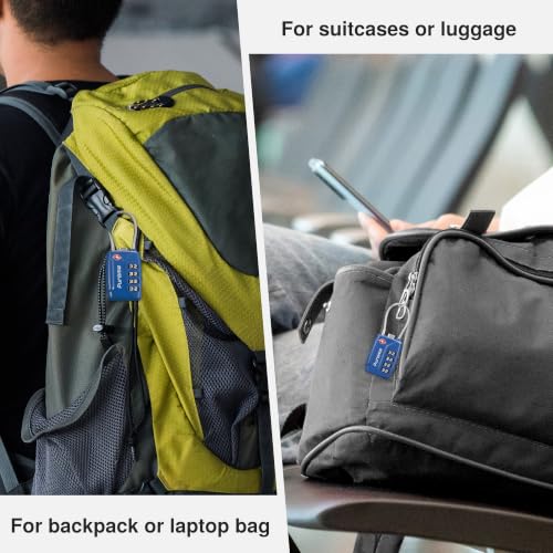 Image of Puroma TSA Approved Luggage Lock, 4 Digit Combination Travel Locks Resettable Code Lock with Zinc Alloy Body for Suitcase, Toolbox, Backpack, Bag, Gym Locker, Basic Blue, Modern
