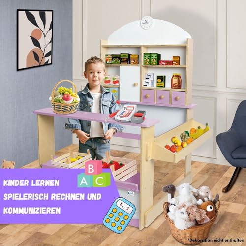 Foto von Coemo Kaufmannsladen Kinder Kaufladen Lilly Holz Verkaufsstand, Farbe Rosa