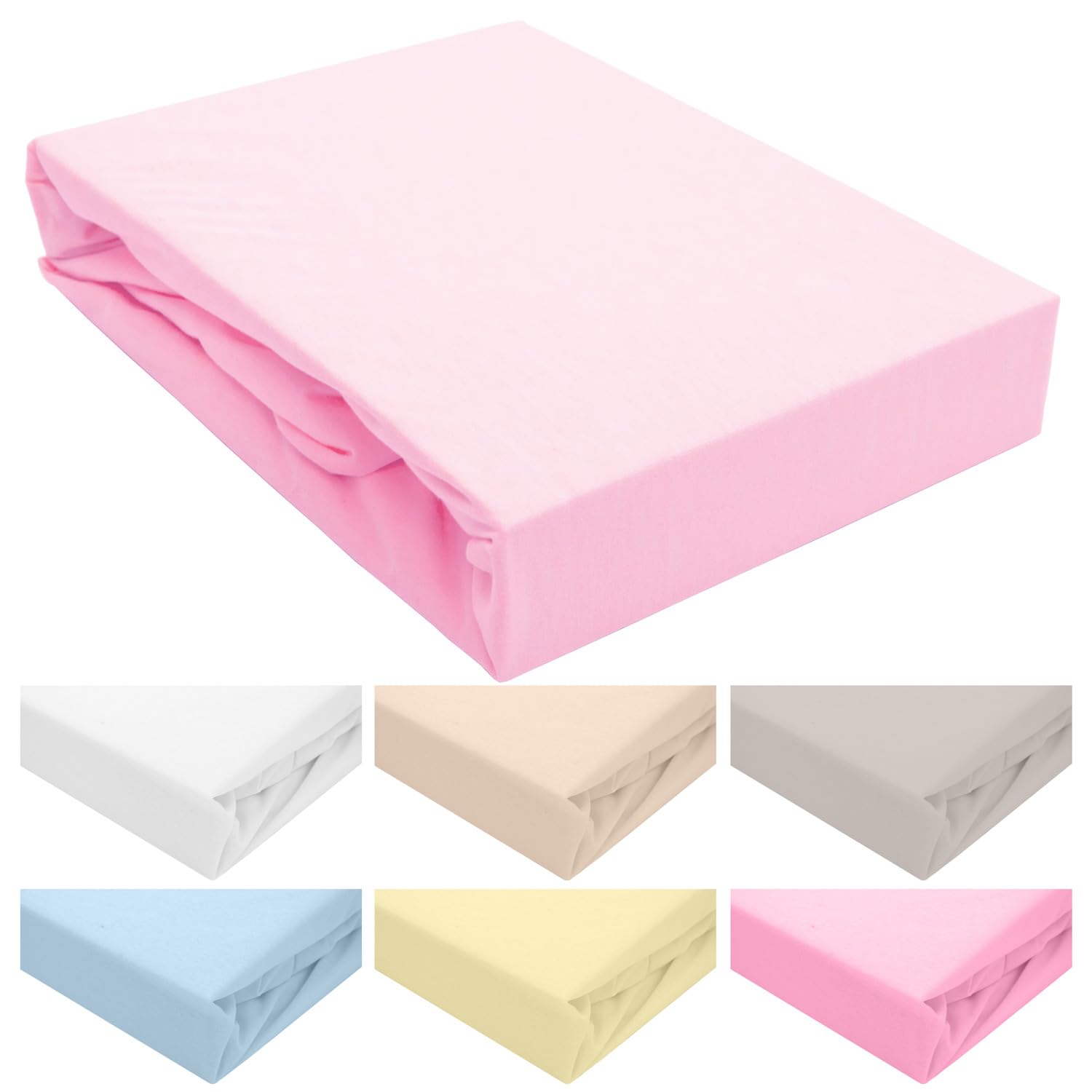 Protector de Colchón 160 x 200 cm - Protector de Cama Impermeable - Sábana Bajera Ajustable - Antihumedad - Funda de Colchón Jersey Transpirable de Mezcla de Algodón - Rosa Claro