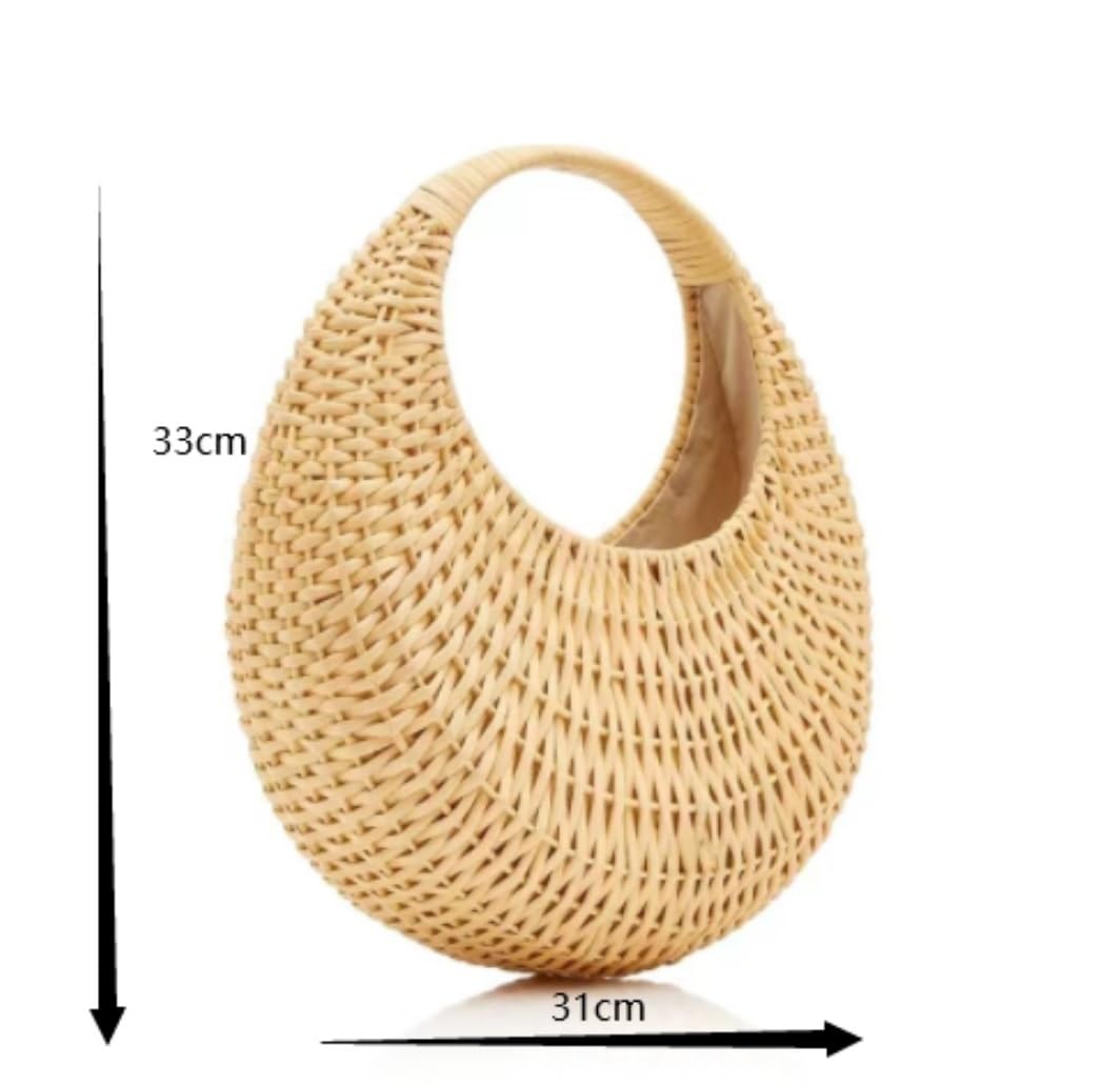 Sac de Plage d'été Sacs De Paille D'été Sac Tissé Décontracté pour Femme Sac De Plage D'été Rond La Date et Les Vacances