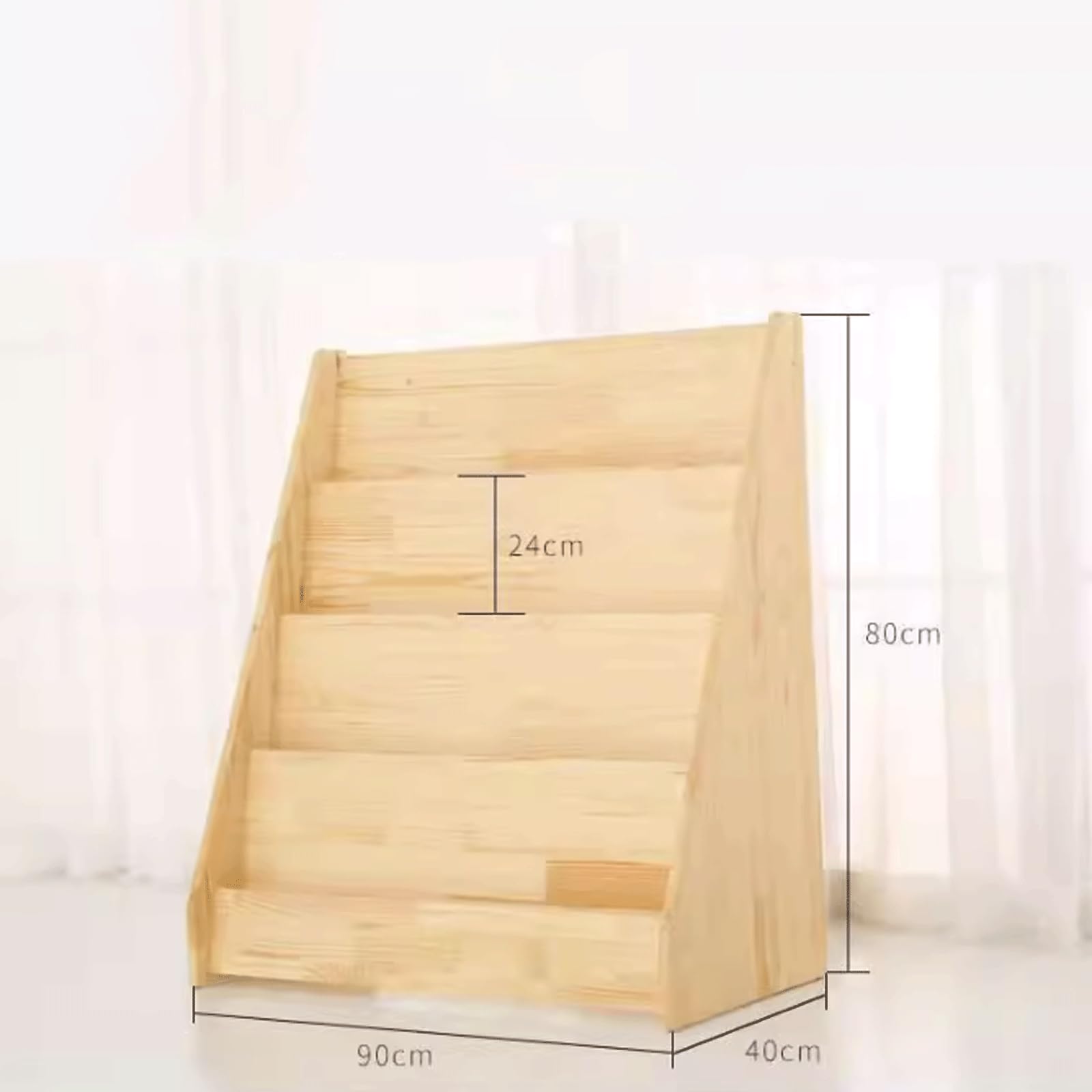 Estante de madera para libros para niños pequeños, estante de almacenamiento de libros, librería abierta de madera de 4 niveles, cajas organizadoras para guardería Estante para libros