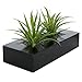 MyGift Artificial Green Grass Plants in Decorative Black Wood Rectangular Planter Pot