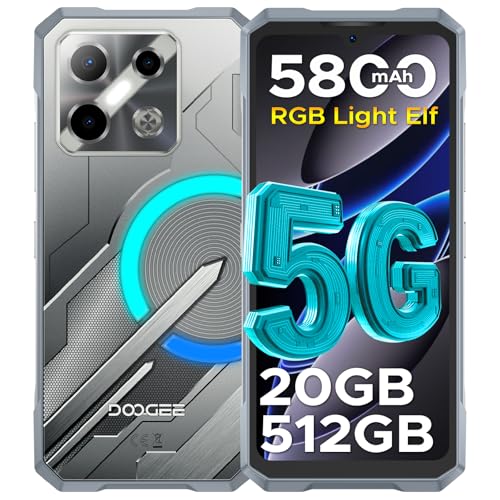 POPUX Blade GT Pro 5G Rugged Phone with LED Light Effect,32GB+512GB/2TB Rugged Smartphone,6.72” FHD+120Hz, 5800 mAh Android Phone,100MP+32MP AI Camera/Face& Finger ID/NFC,Black