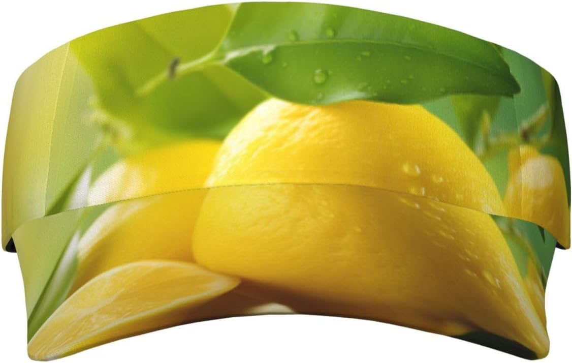 Yellow Fresh Lemons3 Print Sports Sun Visor Hats Adjustable Running Golf Tennis Sun Cap for Women Men