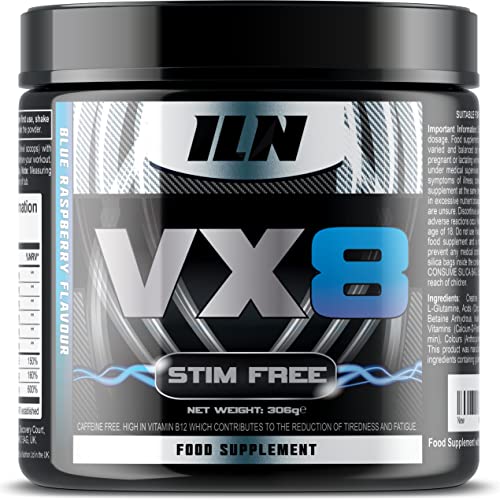 VX8 Xtreme - Hardcore Pump Enhancer & Stim Free Pre Workout - Blue Razz Flavour - Non Stimulant Pre-Workout with...