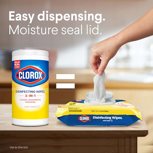 Image of Clorox Disinfecting Cleaning Wipes Flex Pack, Bleach Free, Crisp Lemon, 75 Count (Pack May vary)