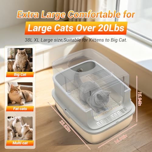 Caja de arena para gato acero inoxidable extra grande con tapa miniatura 2
