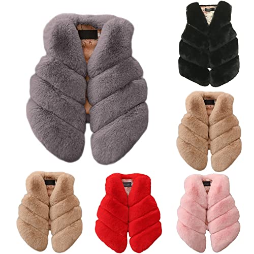 Girls Plush Vest Faux Fur Outerwear Coat Jacket Vest Cute Warm Winter for Girls Sleeveless Fuzzy Furry Gilet Thick Waistcoat2