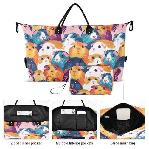 Large Travel Duffel Bag Sports Tote Gym Bag Overnight Weekender Bags Guinea Pigs Carry On Luggage with Toiletry Bags2