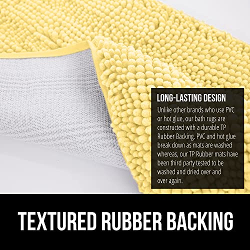 Image of GORILLA GRIP Bath Rug Mat 60x17, Thick Soft Absorbent Chenille, Quick Dry Microfiber Mats, Rubber Backing Machine Washable Shower Floor Rugs, Bathmat Runner, Bathroom Home Decor Accessories, Yellow