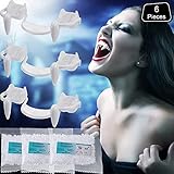 3 Pieces Retractable Vampire Fangs with Teeth Glue Creepy Fake Vampire Fangs Teeth Realistic...