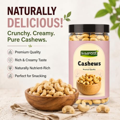 Image of Wildroot Cashew 500gm | Whole Kaju | Natural Crunchy & Creamy Cashew Nuts