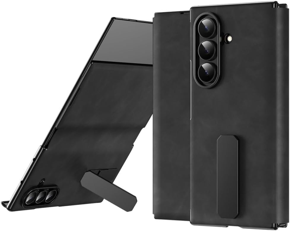 Generic case Compatible with Samsung Galaxy Z Trifold (Couleur : Black(No Pen Slot)) Leather Magnetic Hard flip Stand Case Shockproof Cover
