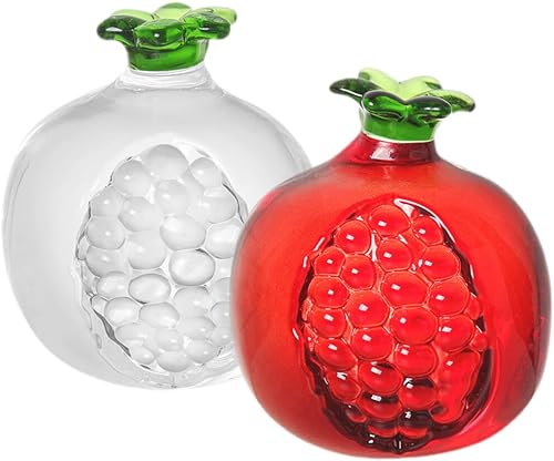 Miniatura 1 de Angoily 2 figuras de granada artificial de granada falsa, escultura de fruta realista realista y realista, centro de mesa de vidrio coleccionable,