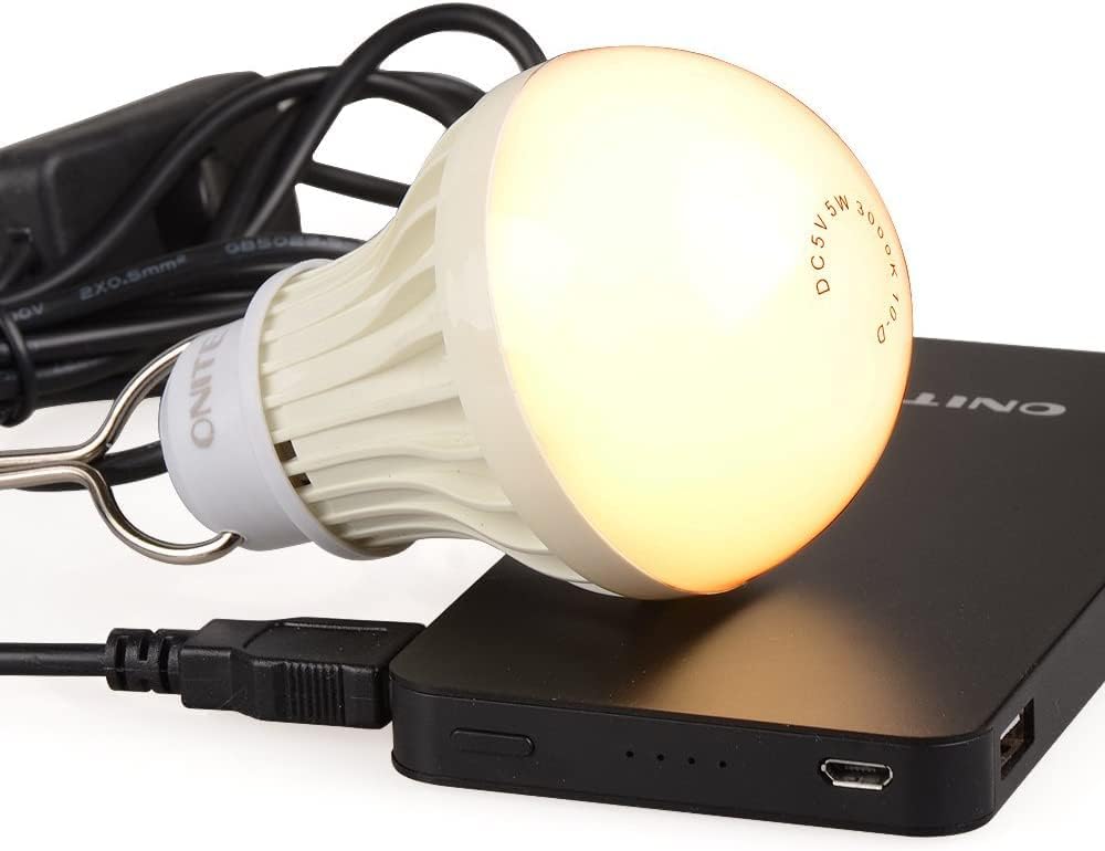 Onite 20-US24USB3W-DW BBQ-Lantern USB Camping, Also for Garage Warehouse Car Truck Fishing Boat Outdoor Portable LED Bulb, Emergency Light, or Children Bed Lamp, Natural White