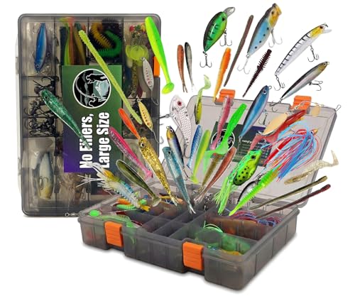 Dekesin Pro Bass Fishing Lures Kit with Tackle Box -