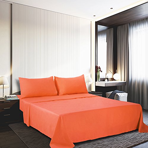 4 Piece Bed Sheet Set (Queen,Coral) 1 Flat Sheet,1 Fitted Sheet And 2 Pillow Cases,Brushed Microfiber Luxury Bedding With Deep Pockets #TOP1