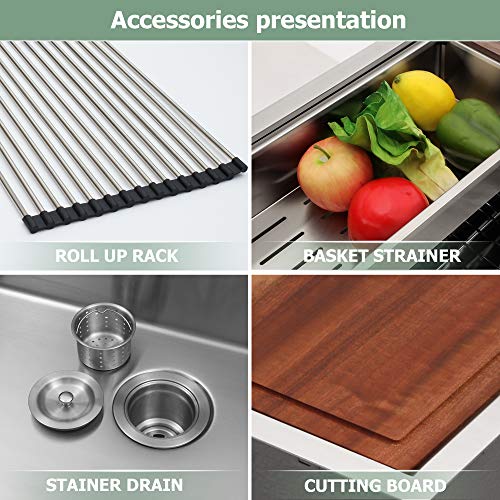 Undermount Kitchen Sink - Logmey 33 Inch Stainless Steel Kitchen Sinks 18 Gauge Undermount Sink Ledge Workstation Deep Single Bowl 33X19 Workstation Sink #TOP6