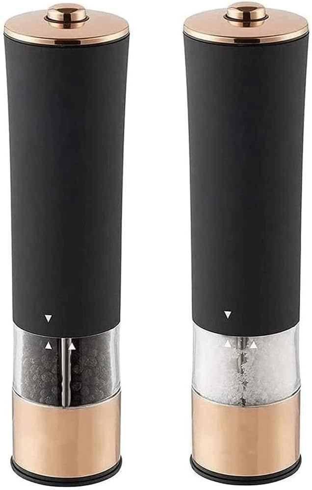 Electric Salt and Pepper Grinder, Automatic Pepper Mill Battery Operated Grinder, with LED Light, Stainless Steel Pepper Mill, Adjustable Coarseness Pepper Grinder