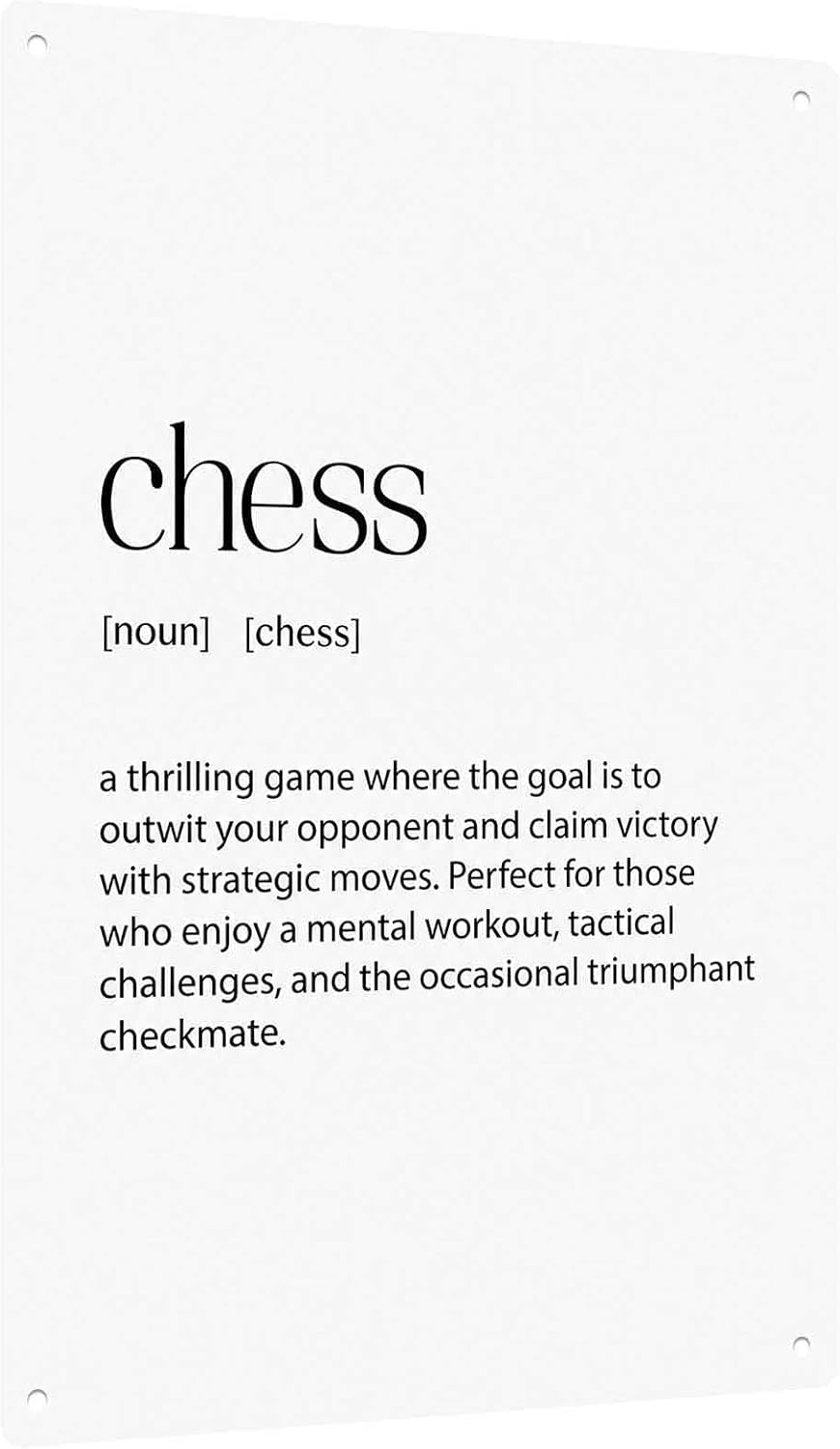 Aluminum Chess Definition Print Metal Sign, 8X12 Inch, Vintage Retro Wall Decor, For Lovers, Game Room Home Art, Study Decoration