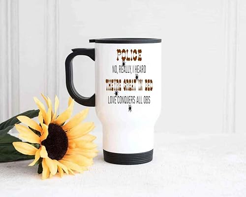 Miniatura 2 de Divertido regalo de oficial de policía para policía y policía, para amantes de los policías, taza de viaje de acero inoxidable blanca de 14 onzas