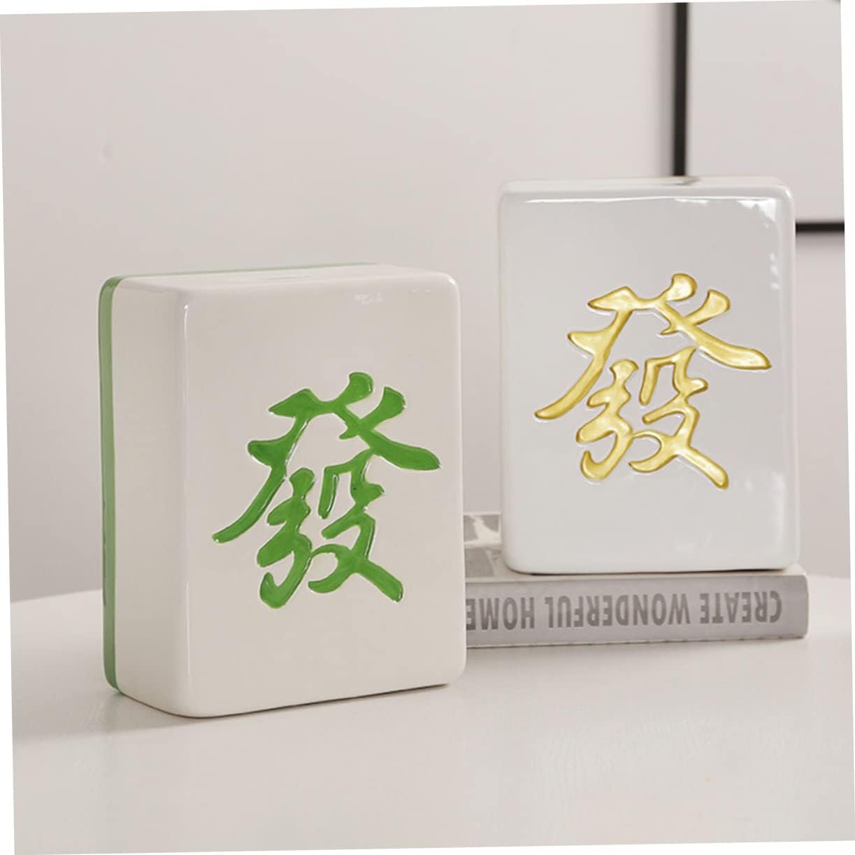 Kisangel Mahjong Piggy Bank Boys and Girls Money Jar for Boys Girls Decorative Savings Box for Bedroom Ceramic Coin Holder