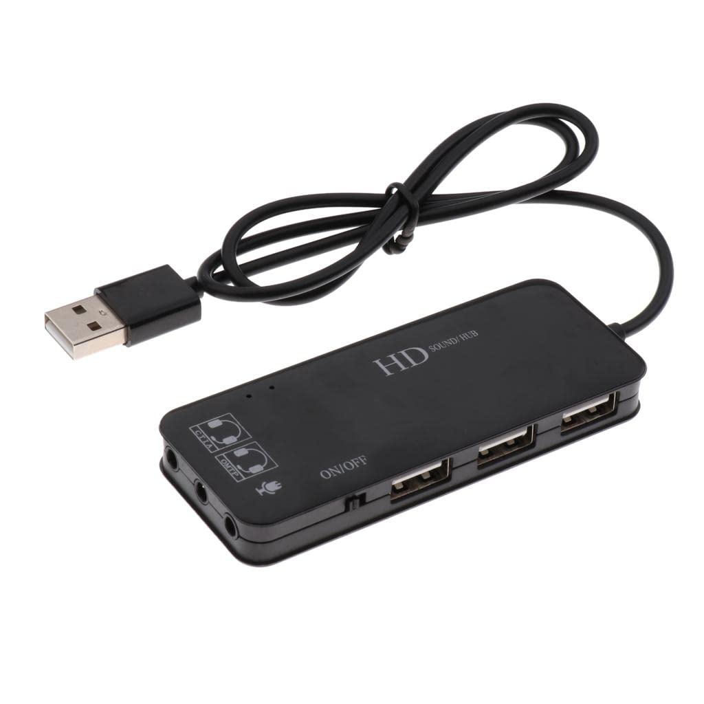 Usb2.0 Hub 3Ports USB Sound Card 2 in 1 External Stereo Audio Mic Adapter-image-24